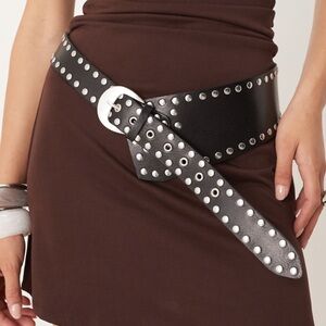 Free People Jagger Hip Belt Black With Studs Size S/M